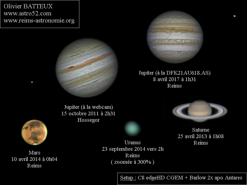 Planètes Mars Jupiter Saturne Olivier Batteux C8 EdgeHD